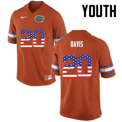 Youth Florida Gators #20 Malik Davis NCAA Nike Orange USA Flag Fashion Authentic Stitched College Football Jersey FNW6162IW